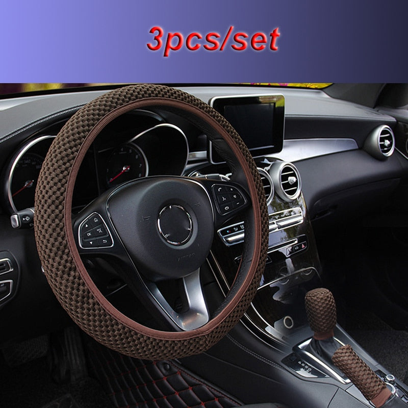 Textured 3pc Steering Wheel Cover Set