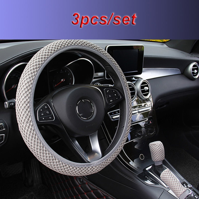 Textured 3pc Steering Wheel Cover Set