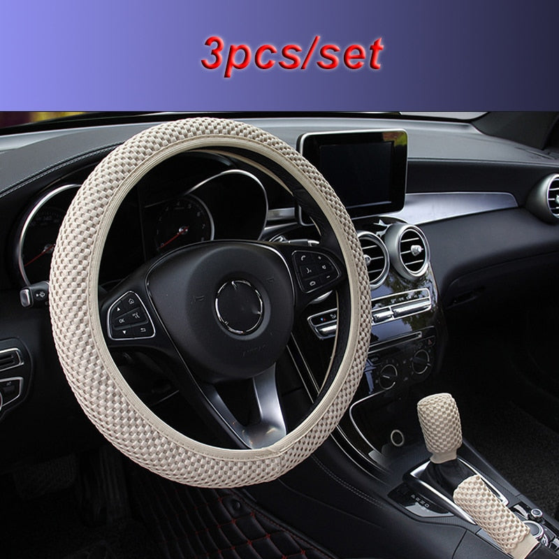 Textured 3pc Steering Wheel Cover Set