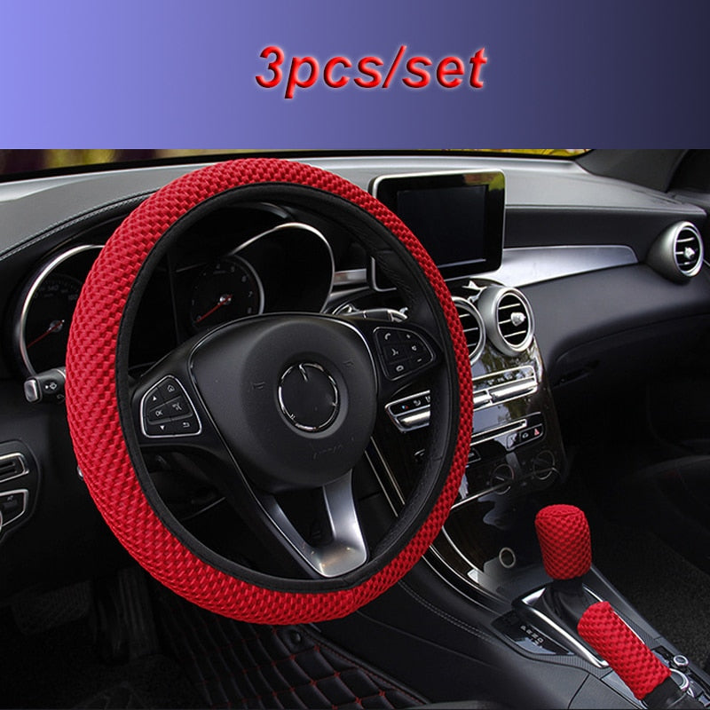 Textured 3pc Steering Wheel Cover Set